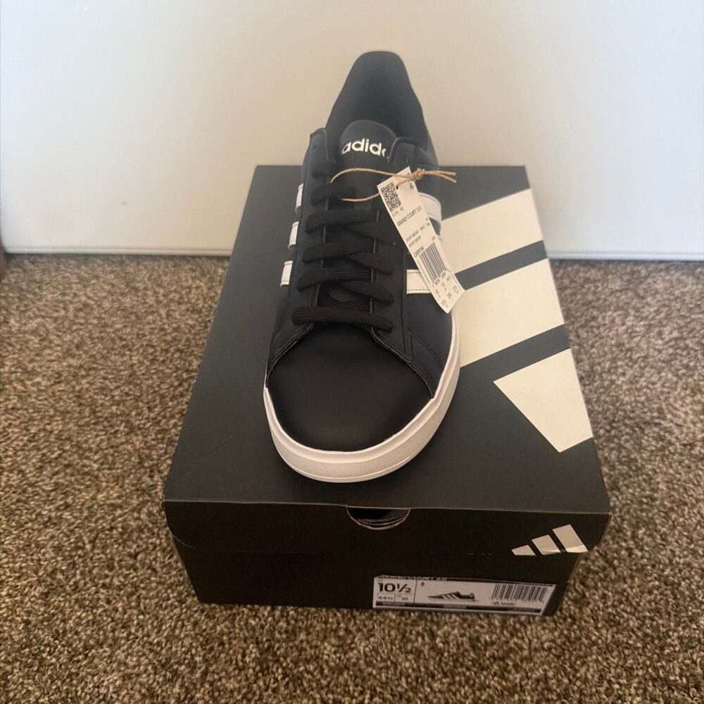 Adidas Grand Court 2.0 Size 10.5 Black White Sneakers